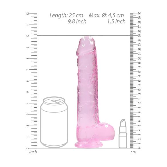 RealRock - realistisk dildo - transparent rosa - 22 cm