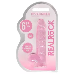 RealRock - realistisk dildo - genomskinlig rosa - 15 cm