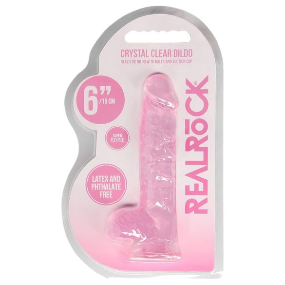 REALROCK - transparent naturtrogen dildo - rosa (15 cm)