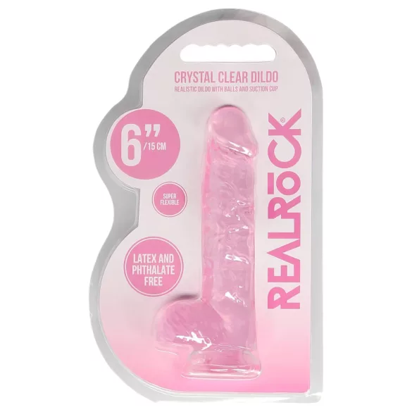 RealRock - realistisk dildo - genomskinlig rosa - 15 cm