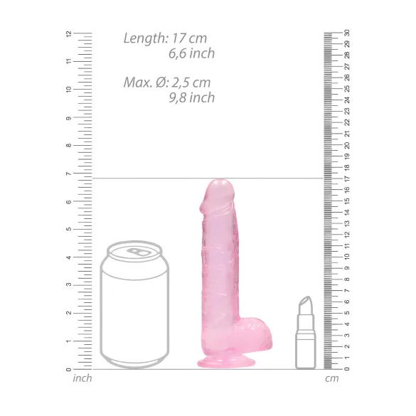 RealRock - realistisk dildo - genomskinlig rosa - 15 cm