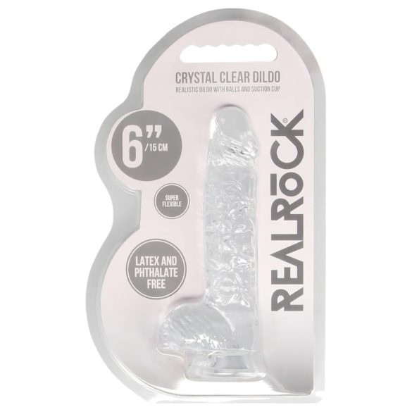 REALROCK - genomskinlig verklighetstrogen dildo - transparent (15 cm)