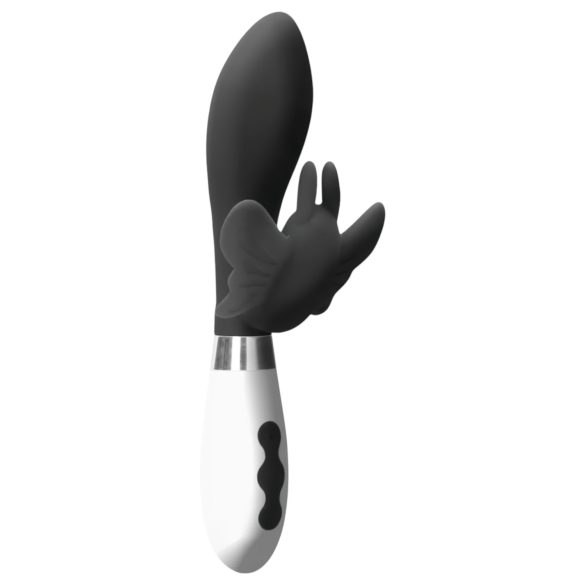 Alexios - fjärilsformad vibrator med klitorisstimulator (svart)