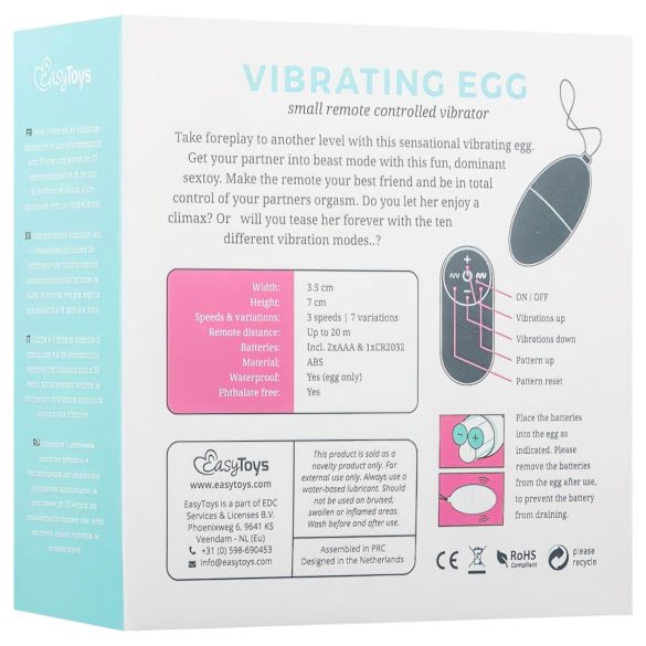 Easytoys - vibratorägg med 7 vibrationer och fjärrkontroll - rosa