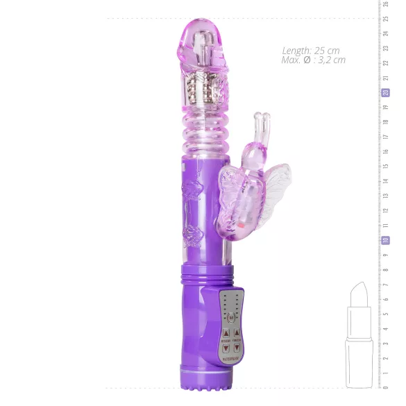 Easytoys Butterfly - roterande vibrator med stötfunktion - lila
