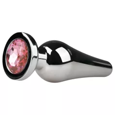   EasyToys Metal No.11 - analplugg i konform med rosa sten (silver, 3,5 cm)
