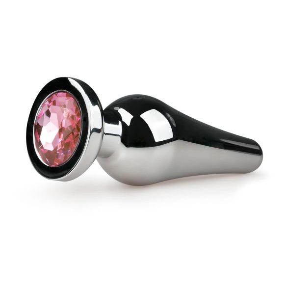Easytoys Metall No.11 - rosa sten konformad analplugg - silver (3,5cm)