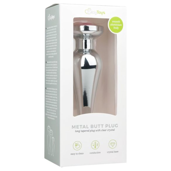 Easytoys - analplugg med rosa sten - metall silver 3,5 cm