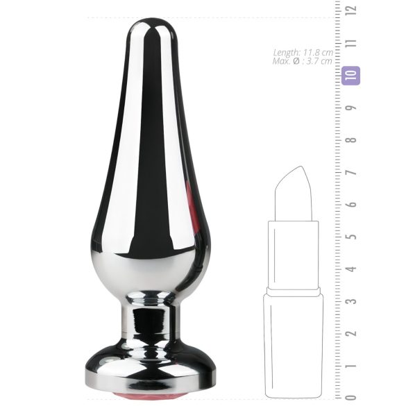 Easytoys - analplugg med rosa sten - metall silver 3,5 cm