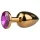 EasyToys Metal No.1 - analplug i konform med lila sten (guld, 2,5 cm)