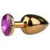 EasyToys Metal No.1 - analplug i konform med lila sten (guld, 2,5 cm)