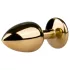 EasyToys Metal No.1 - analplug i konform med lila sten (guld, 2,5 cm)