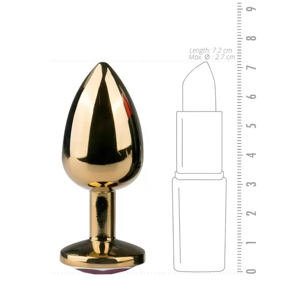 EasyToys Metal No.1 - analplug i konform med lila sten (guld, 2,5 cm)