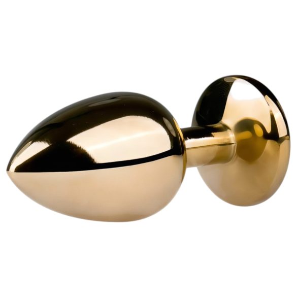 Easytoys Metal No.1 - analplugg i guld med vit sten, konformad (2,5 cm)