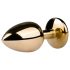 Easytoys Metal No.1 - analplugg i guld med vit sten, konformad (2,5 cm)
