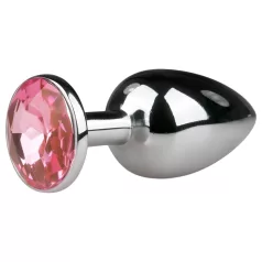   EasyToys Metall No.1 - analplug i konform med rosa sten (silver, 2,7 cm)