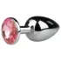 EasyToys Metall No.1 - analplug i konform med rosa sten (silver, 2,7 cm)