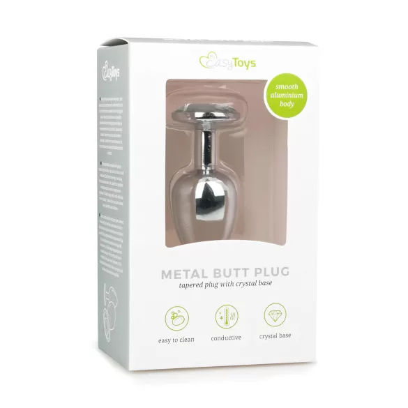 EasyToys - metall analplugg (silver-vit)