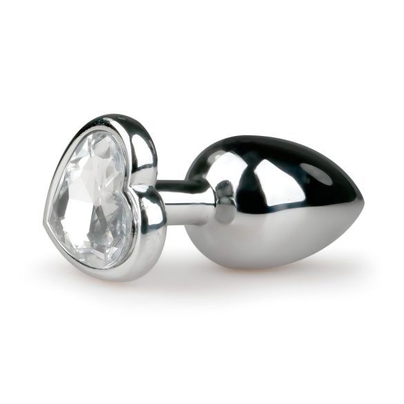 Easytoys Metal No.2 - analplugg med hjärtformad sten (silver-vit)