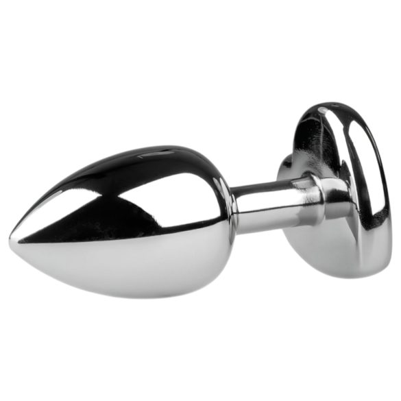 Easytoys - analplugg med hjärtformad sten - metall silver/vit