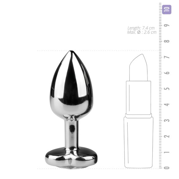 Easytoys - analplugg med hjärtformad sten - metall silver/vit