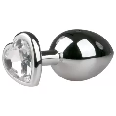   Easytoys Metal No.7 - analplugg hjärtformad vit sten - silver