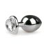 Easytoys Metal No.7 - hjärtformad analplugg med vit sten - silver