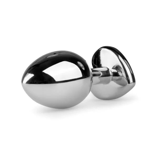 Easytoys Metal No.7 - analplugg hjärtformad vit sten - silver