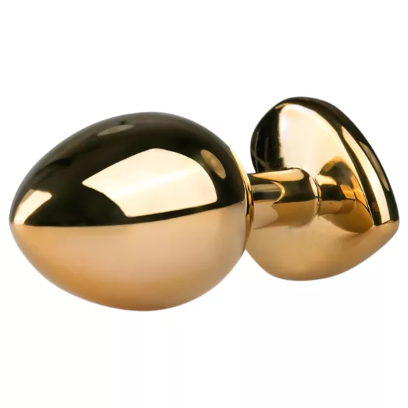 Easytoys - analplugg metall med rosa sten - guld 3 cm