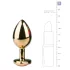 Easytoys - analplugg metall med rosa sten - guld 3 cm