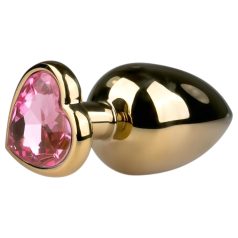   Easytoys - analplugg hjärtformad bas - metall guld-rosa 3,5 cm