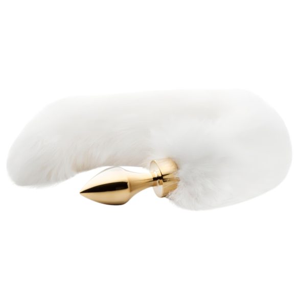 Easytoys Fox NO13 - metall analplugg med rävsvans (guld-vit)