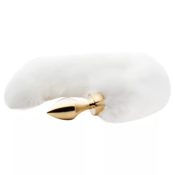 Easytoys Fox NO13 - metall analplugg med rävsvans - guld/vit