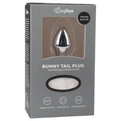   Easytoys Bunny NO1 - analplugg med kaninsvans - metall silver/vit