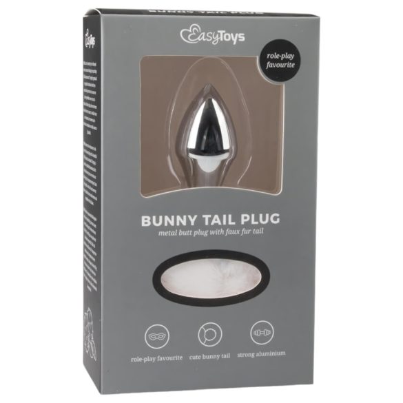 Easytoys Bunny NO1 - analplugg med kaninsvans - metall silver/vit