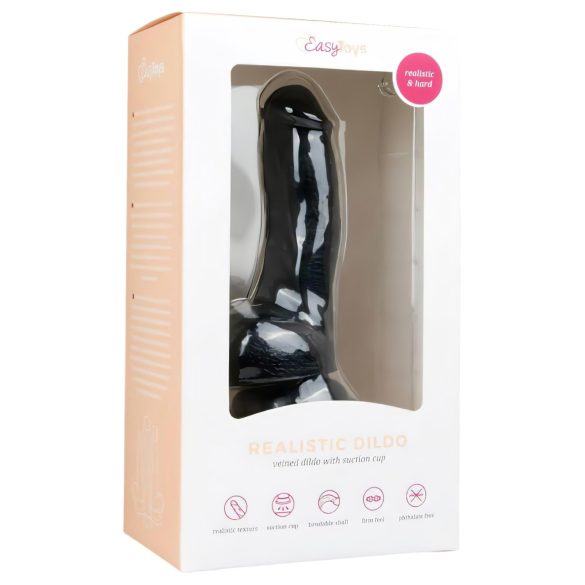 Easytoys - dildo med sugkopp och pung - svart 15 cm