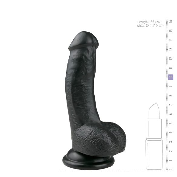 Easytoys - dildo med sugkopp och pung - svart 15 cm