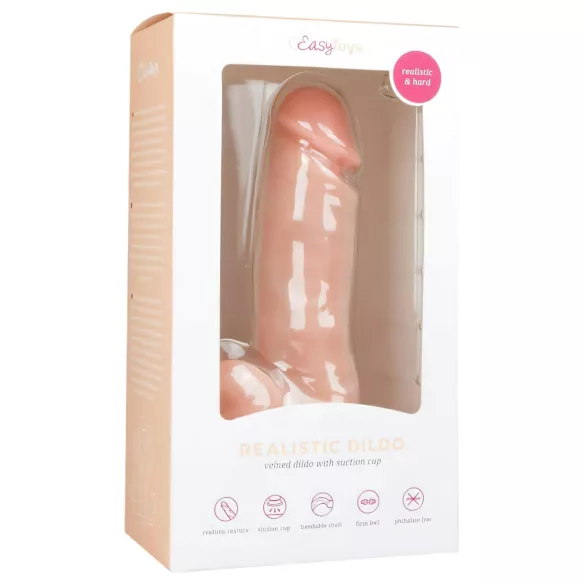 Easytoys - dildo med sugkopp och pung - 17,5 cm - natur