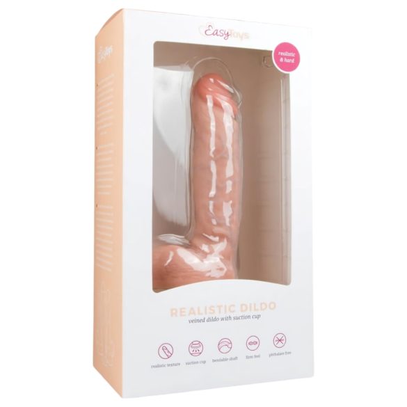 Easytoys - Dildo med sugkopp och testiklar (22,5 cm) - Naturlig