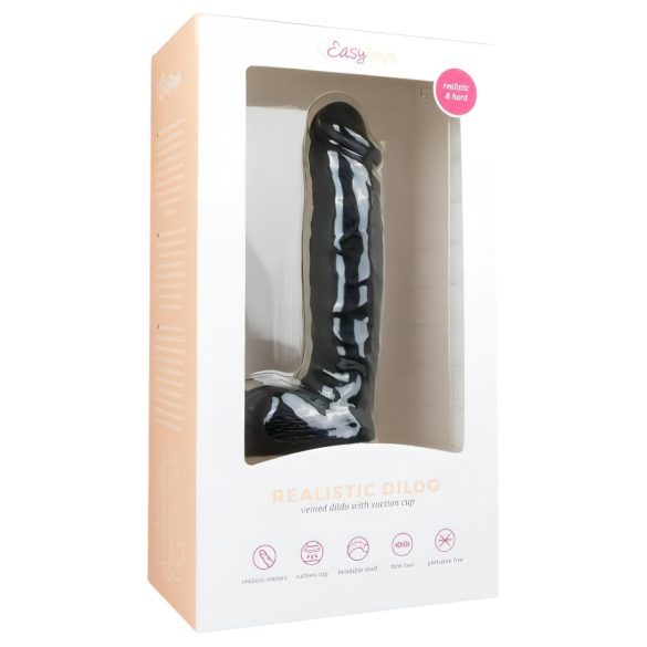 Easytoys - dildo med sugpropp och pung - svart 22,5 cm