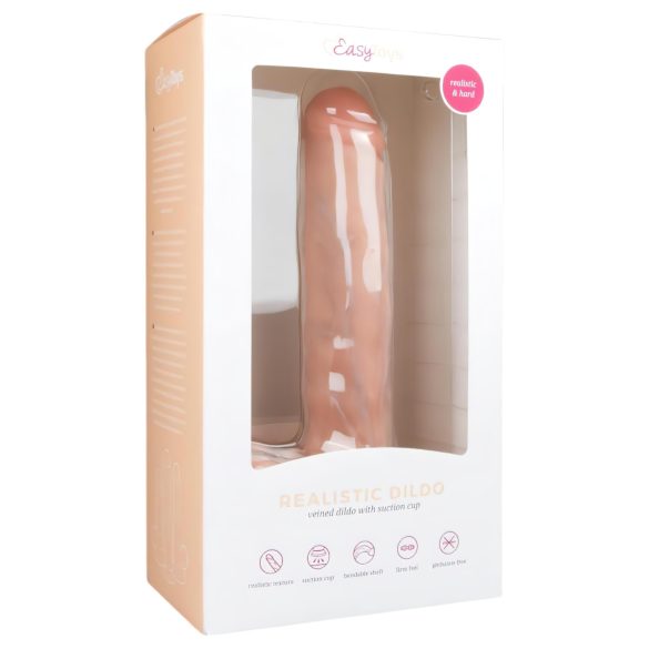 Easytoys - stor dildo med sugkopp och pung (29,5 cm) - naturfärg