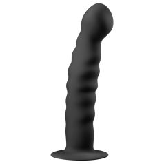 Easytoys Räfflad - sugkopp analdildo (14 cm) - svart