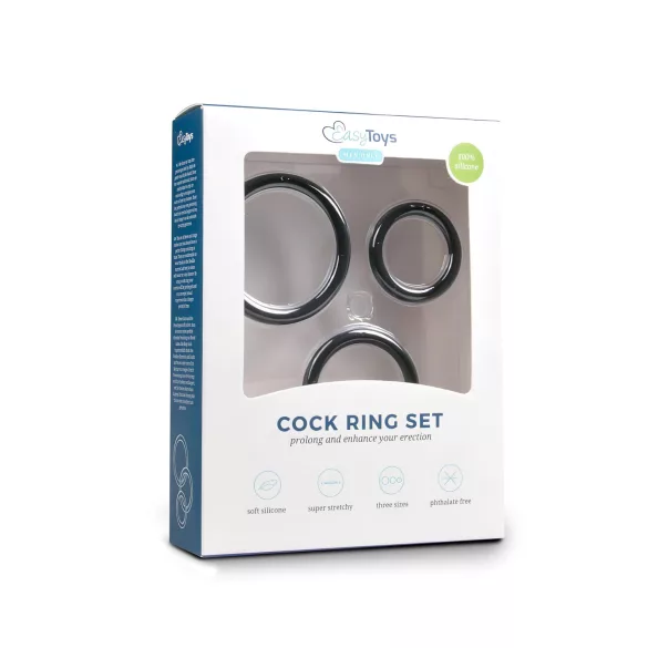 Easytoys - penisring set - 3-pack silikon svart