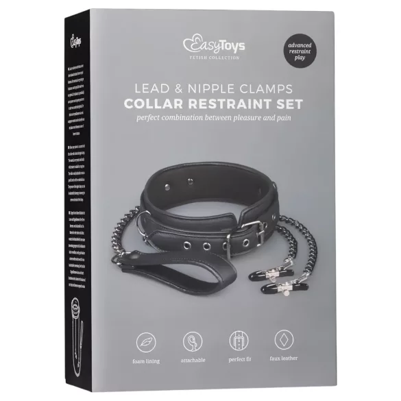 Easytoys - bröstklämmor och halsband med koppel - 4 delar