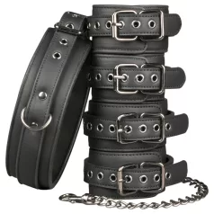 Easytoys - halsband hand- och fotbojor set - svart