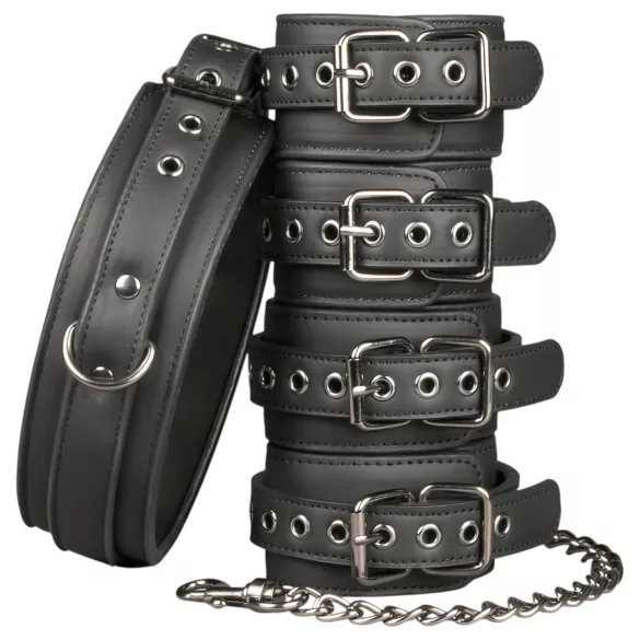 Easytoys - halsband hand- och fotbojor set - svart