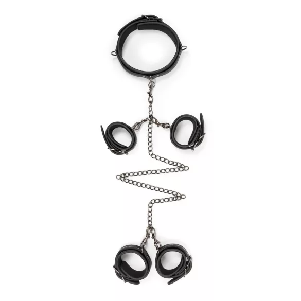 Easytoys - halsband hand- och fotbojor set - svart