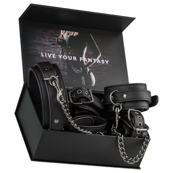 Easytoys - halsband hand- och fotbojor set - svart