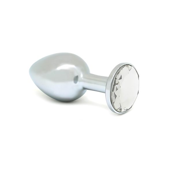 Rimba XS - Genomskinlig, stenprydd metallplugg (silver)