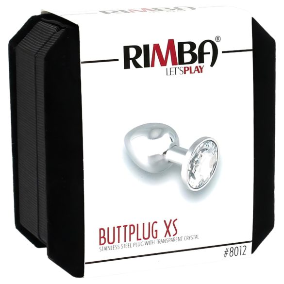Rimba XS - metall analplugg - transparenta stenar - silver